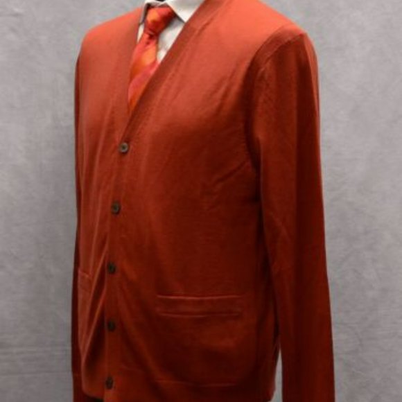 Michael Kors Men's Sienna Red Cardigan Wool Button Up Sweater.  SZ M - Picture 4 of 4